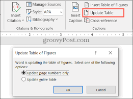 customize a table of figures in word
