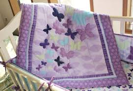 3pc purple erfly quilt fitted dust