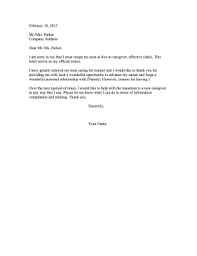 Caregiver Resignation Letter
