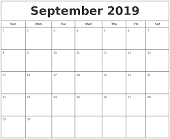 September 2019 Print Free Calendar
