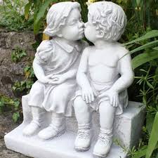 Garden Statues Boy And Girl Kissing On