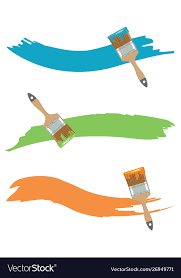 Paint Brush With Color In Flat Style