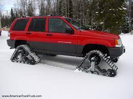 zj on homemade snow tracks jeep grand