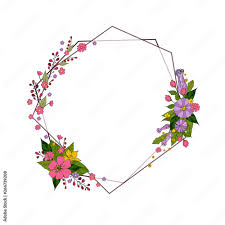 geometric flowers frame vector flowers