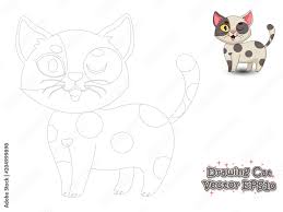 drawing and paint cute cartoon cat