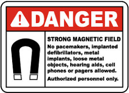 danger strong magnetic field sign get