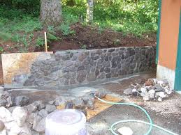 mortared stone retaining wall