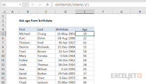get age from birthday excel formula