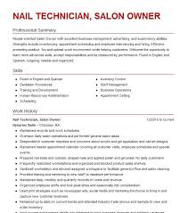 licensed nail technician resume sle