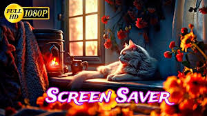 Cat Fireplace Screensaver Full Hd