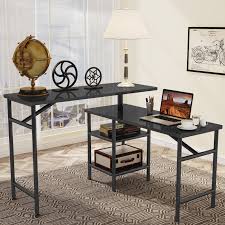 Tortured reclaimed distressed industrial wood desk with rebar hairpin legs zombiewoodworks 5 out of 5 stars (1,101) sale. L Shaped Free Rotating Standing Desk Reversible Computer Desk Overstock 31944296