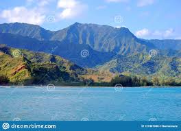 Emerald Mountains Hover Over Hanalei Bay Stock Photo Image
