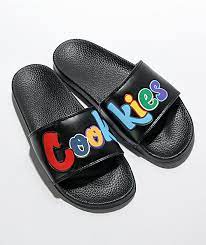 cookies og multi mint logo black slide sandals