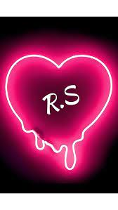 r s naam ke neon heart r s letter r s