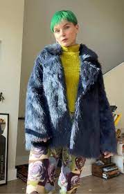 Cookie Monster Blue Faux Fur Coat