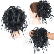 Having hair that looks untidy, as if it has been rubbed: Prettywit Fluffy Tousled Hair Bun With Elastic Rubber Band Wrap On Hair Extensions Updo Messy Ponytail Hairpiece Black 1 Buy Online In Bosnia And Herzegovina At Desertcart