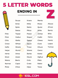 5 letter words ending in z 7esl