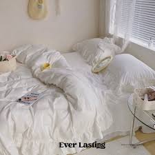 ever lasting white bedding set ruffle
