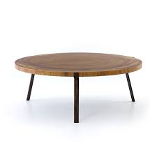 natural wood round coffee table