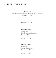 Reference Page Template For Resume Resume References Example Resume