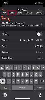 copy calendar events on iphone ipad