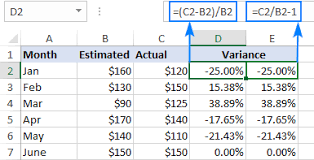 how to calculate variance percene in