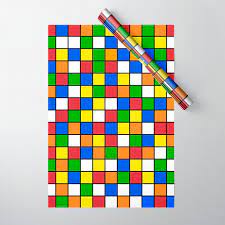rubik s cube pattern wrapping paper by