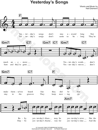 A scale is a set of musical notes ordered by frequency or pitch. Neil Diamond Yesterday S Songs Sheet Music For Beginners In F Major Download Print Sku Mn0137341