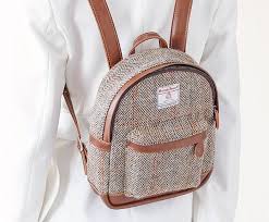 harris tweed preppy wool backpack
