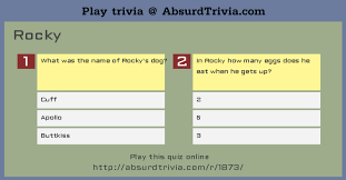 You can use this swimming information to make your own swimming trivia questions. Trivia Quiz Rocky