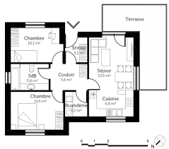 plan de maison de 60 m² en bois
