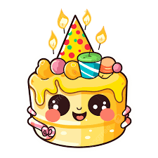 cute cartoon of a birthday cake with