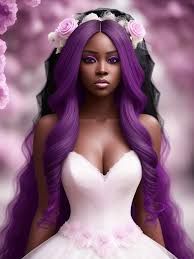black woman long flowing purple ha