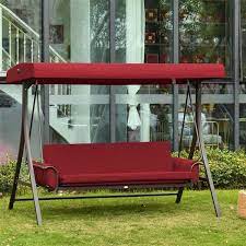 Outsunny 3 Person Red Steel Outdoor