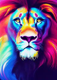 Colorful Lion Portrait Pop Art Lion