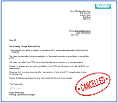 your penalty charge notice pcn cancelled