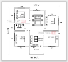 786 Sq Ft 3 Bedroom House Plan And