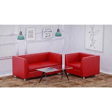 679 red pu two seater sofa for