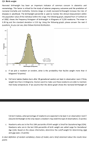 Solved Q1 Birth Weight Neonatal Birthweight Has Been An