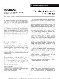 Pdf Nutrition And Athletic Performance