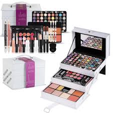mave professional leather train case with mirror makeup kit eyeshadow blushes powder lipstick and more holiday exclusive mu