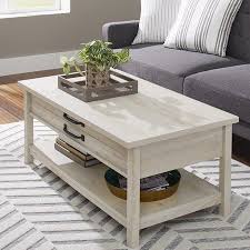 Coffee Table Rustic White Finish Beige