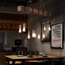 Amazon Com 10 Lights Chandelier Wooden Retro Rustic Pendant Light Industrial Suspension Light Line Can Be Adjusted Freely Distressed Wood Chandelier For Dining Table Vintage Kitchen Bar Island Billiard Home Improvement
