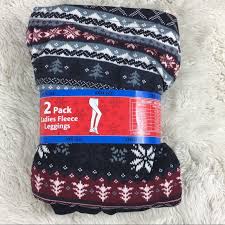 2 Pack Ladies Fleece Leggings Sz 3xl 22 Holiday Nwt