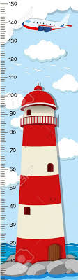 Height Measurement Chart Template With Lighthouse In Background