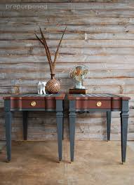 French Script Two Toned End Tables