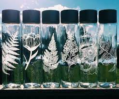 Etched Glass Water Bottle