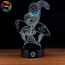 Marvel Comics Avengers Spiderman Le3d Cool Soft Light Safe For Kids 7 Led Color Changing Lamp Solution For Nightmares 3d Optical Illusion Night Light Lamps Lighting