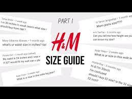 h m size guide for women part 1