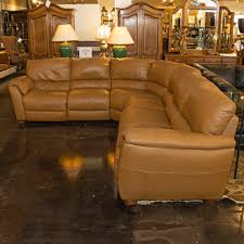 4 piece wedge sectional in tan leather